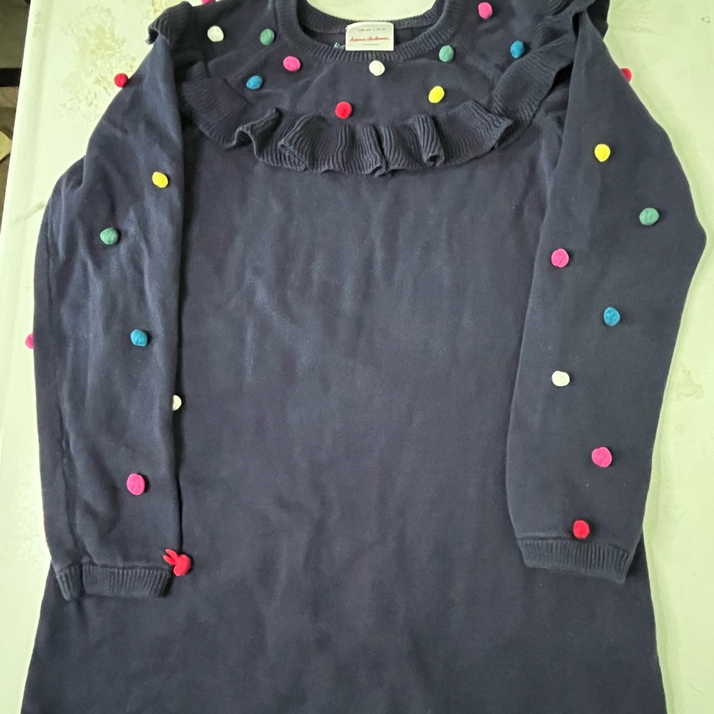 Hanna Andersson Navy Sweater Dress with Colorful Accents